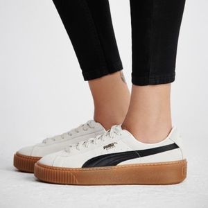 PUMA white Suede Platform Core sneakers